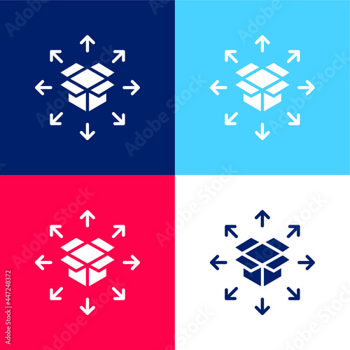 Box blue and red four color minimal icon set