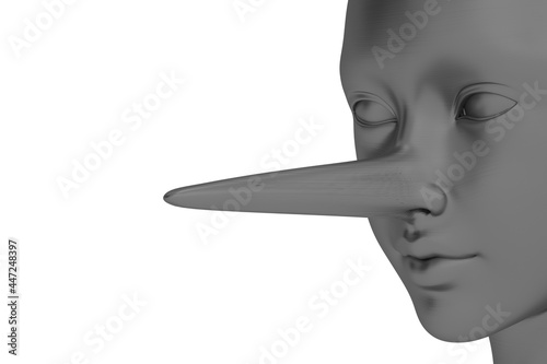 Long nose Woman head isolated on white background. 3D illustration. photo