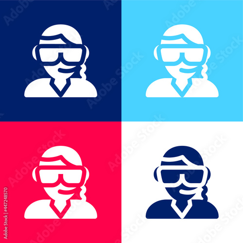 Bodyguard blue and red four color minimal icon set