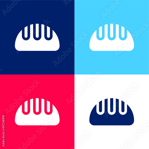 Bread blue and red four color minimal icon set