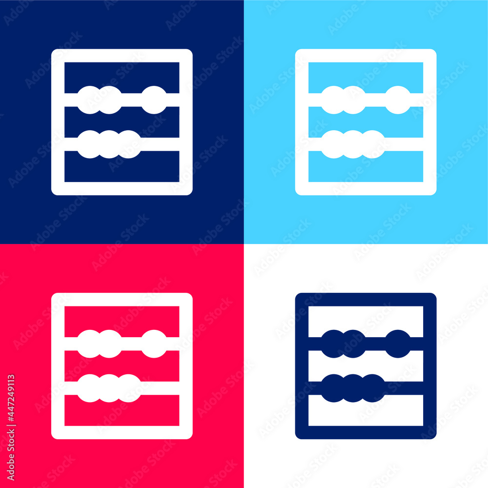 Abacus blue and red four color minimal icon set Abacus blue and red four color minimal icon set