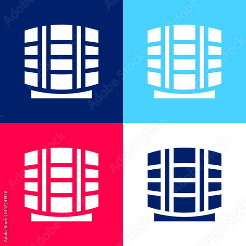 Beer Keg blue and red four color minimal icon set