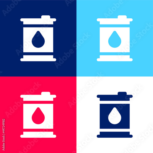 Barrels blue and red four color minimal icon set