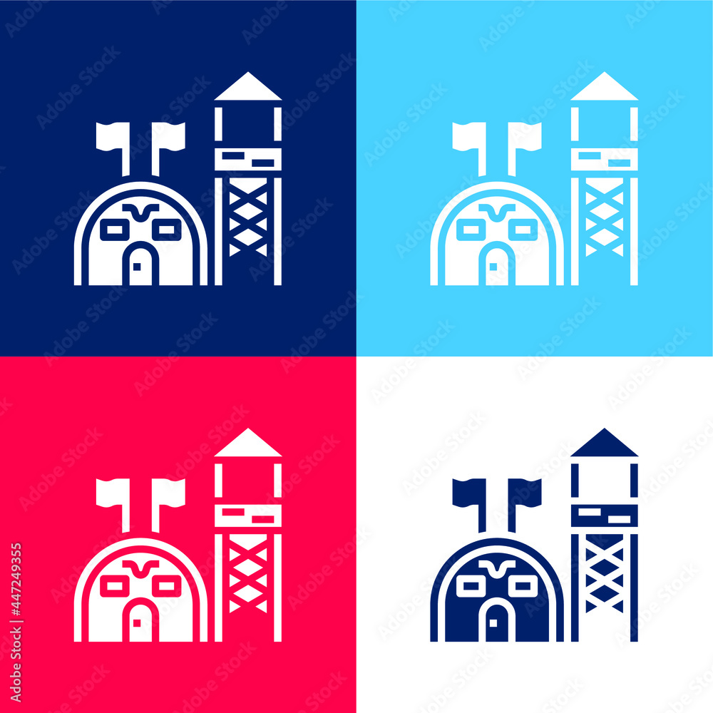 Base blue and red four color minimal icon set