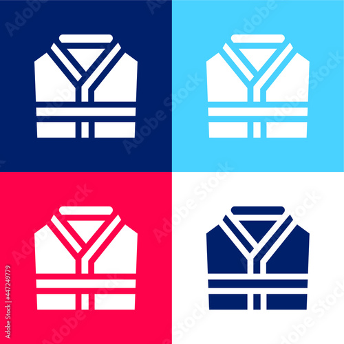 Bathrobe blue and red four color minimal icon set
