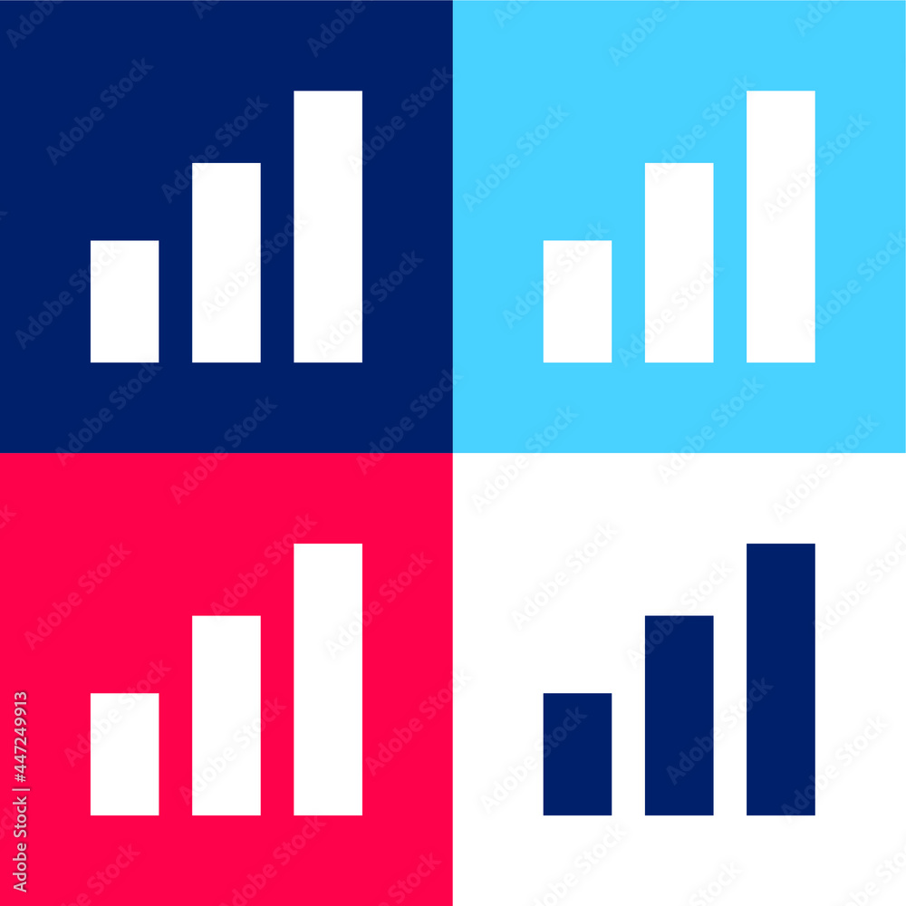 Bars blue and red four color minimal icon set Bars blue and red four color minimal icon set