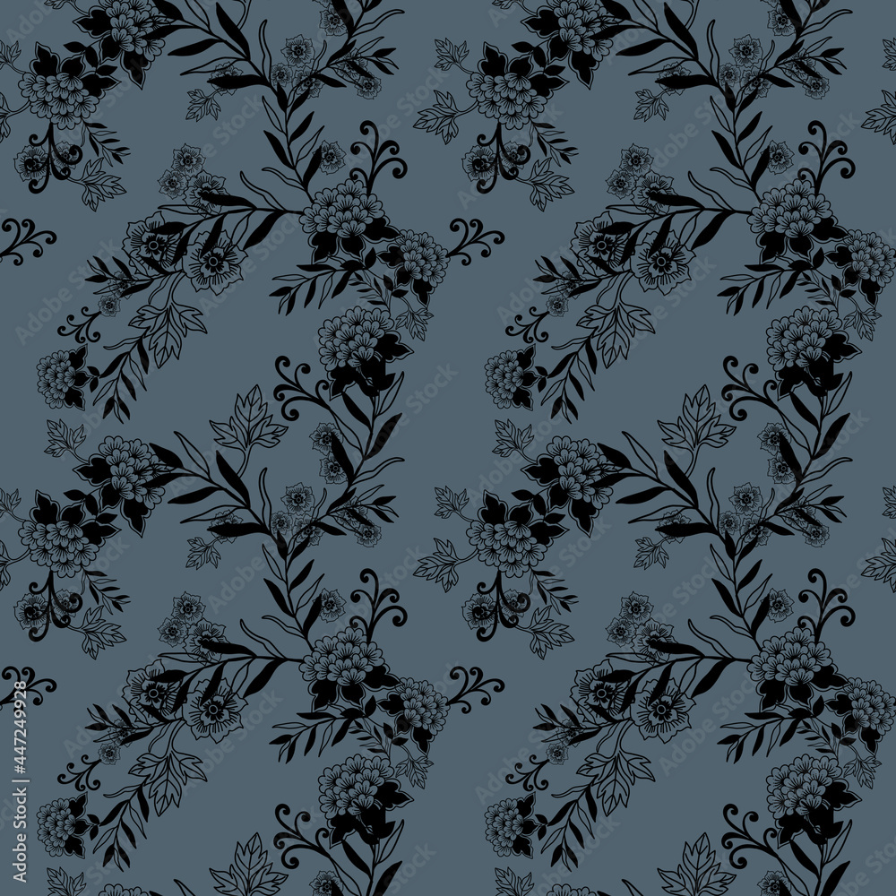Blue and white porcelain of the motifs exotic traditional oriental flower seamless repeat Blue and white porcelain of the motifs exotic traditional oriental flower seamless repeat