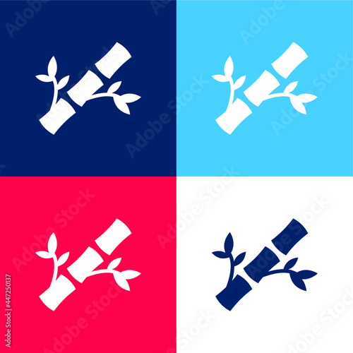 Bamboo blue and red four color minimal icon set