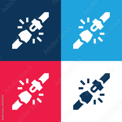 Belt blue and red four color minimal icon set