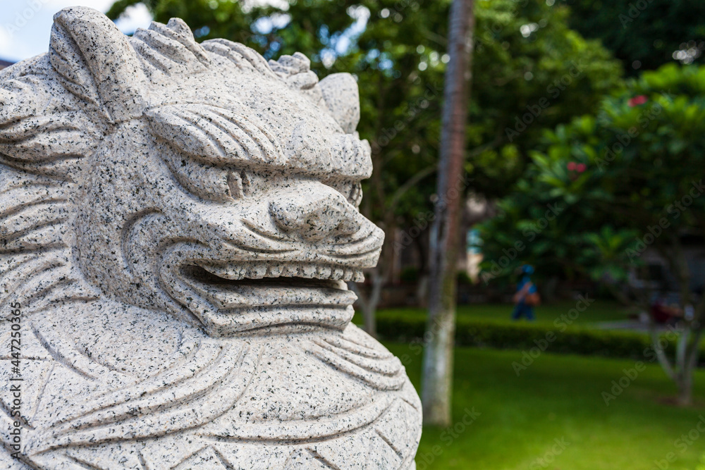 Stone lion sculpture, City park sculpture. Stone lion sculpture, City park sculpture.
