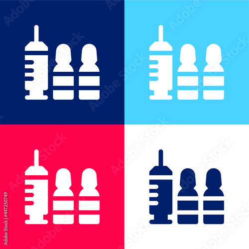 Botox blue and red four color minimal icon set