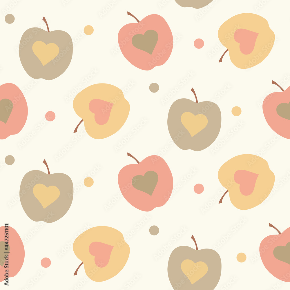 seamless vector pattern with apples and hearts seamless vector pattern with apples and hearts