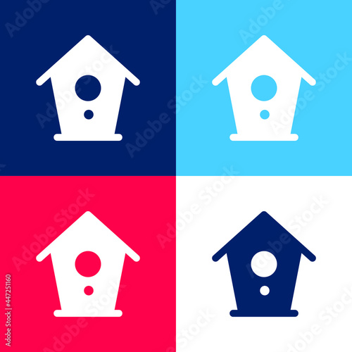 Birdhouse blue and red four color minimal icon set