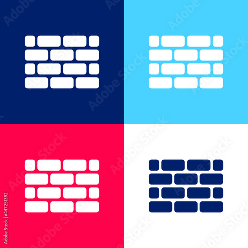 Brick Wall blue and red four color minimal icon set