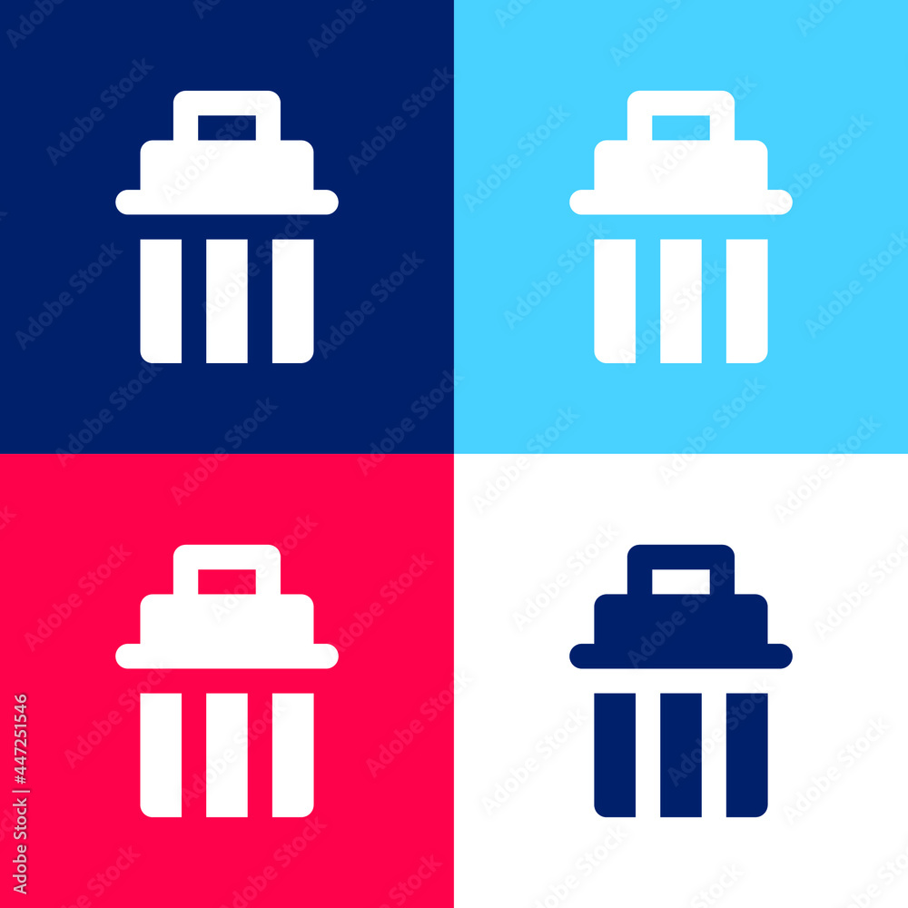 Bin blue and red four color minimal icon set