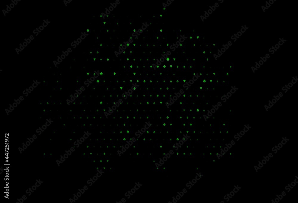 Dark green vector background with cards signs. Dark green vector background with cards signs.