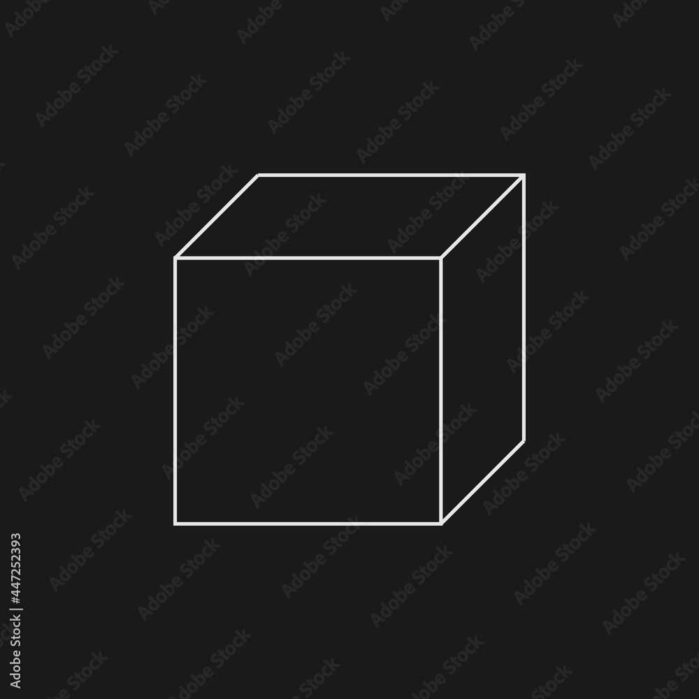 Retrofuturistic cube. Digital cyber retro design element. Cube in cyberpunk 80s style. Perspective geometry for poster, cover, merch in retrowave style. Vector Retrofuturistic cube. Digital cyber retro design element. Cube in cyberpunk 80s style. Perspective geometry for poster, cover, merch in retrowave style. Vector