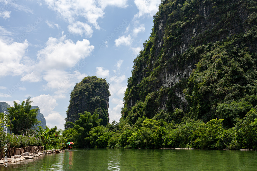 Landscape of Guilin, Li River and Karst mountains. Located near Yangshuo, Guilin, Guangxi, China.