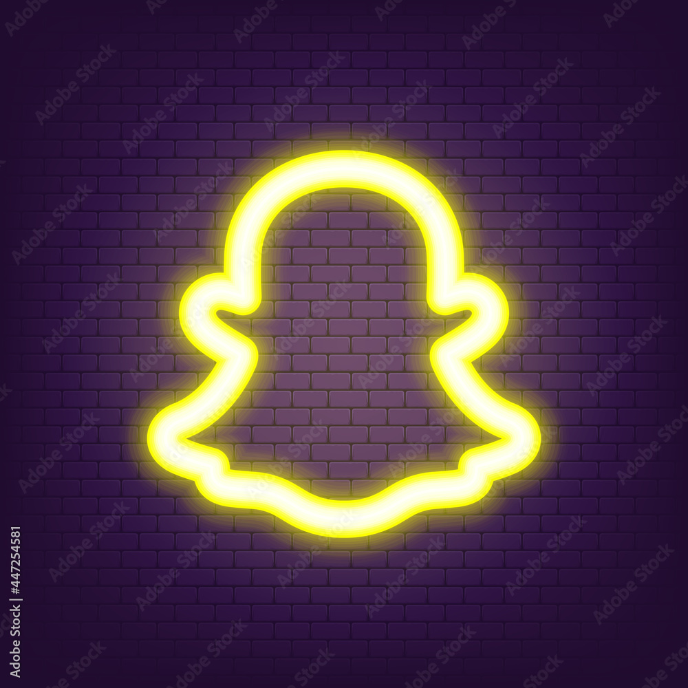 Snapchat logo Neon. Snapchat icon. Social media icons. Realistic ...