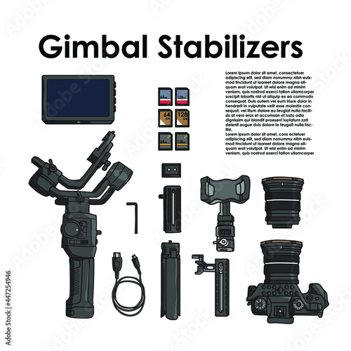 top view of work space photographer with digital camera and camera accessory.