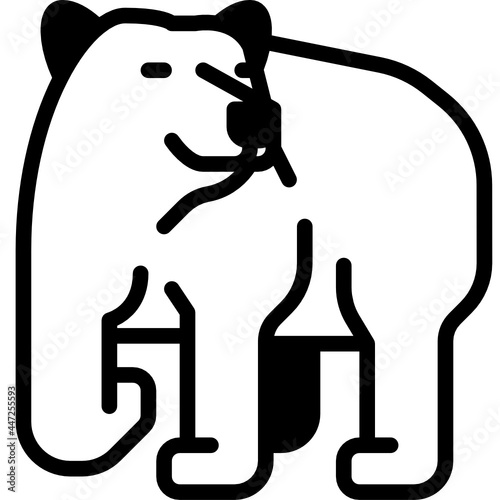 polar bear solid line icon