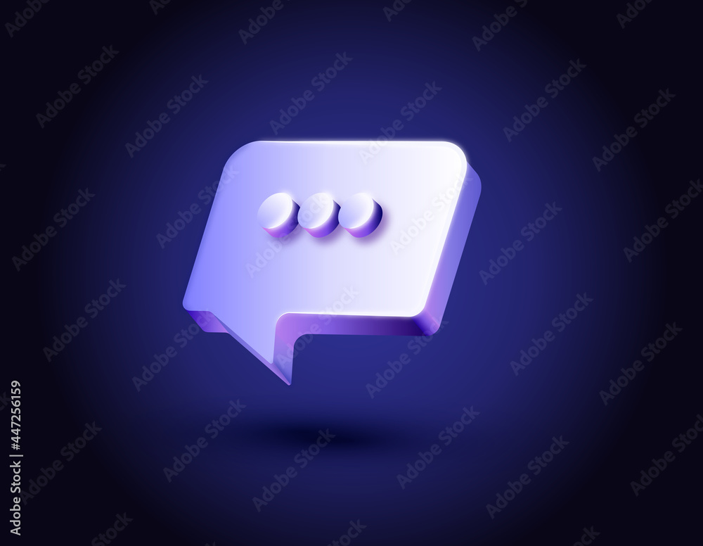3D neon color effect chat icon illustration 3D neon color effect chat icon illustration
