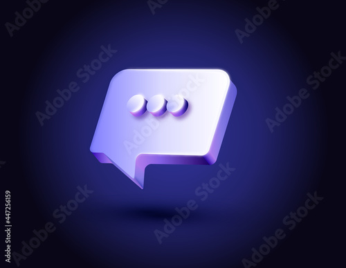 3D neon color effect chat icon illustration