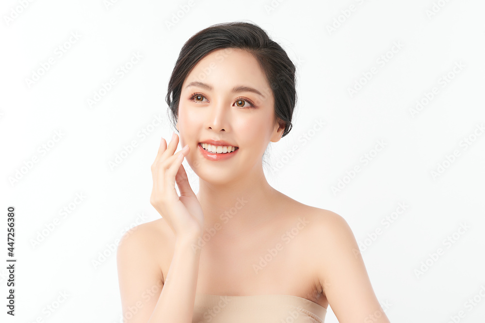 Beautiful young asian woman with clean fresh skin on white background, Face care, Facial treatment, Cosmetology, beauty and spa, Asian women portrait. Beautiful young asian woman with clean fresh skin on white background, Face care, Facial treatment, Cosmetology, beauty and spa, Asian women portrait.