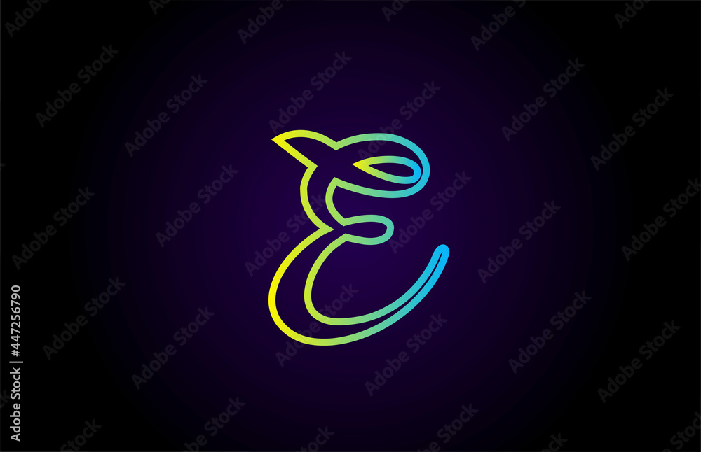 E green yellow creative handwritten alphabet letter logo for branding and business. Design for lettering and corporate identity with template icon E green yellow creative handwritten alphabet letter logo for branding and business. Design for lettering and corporate identity with template icon