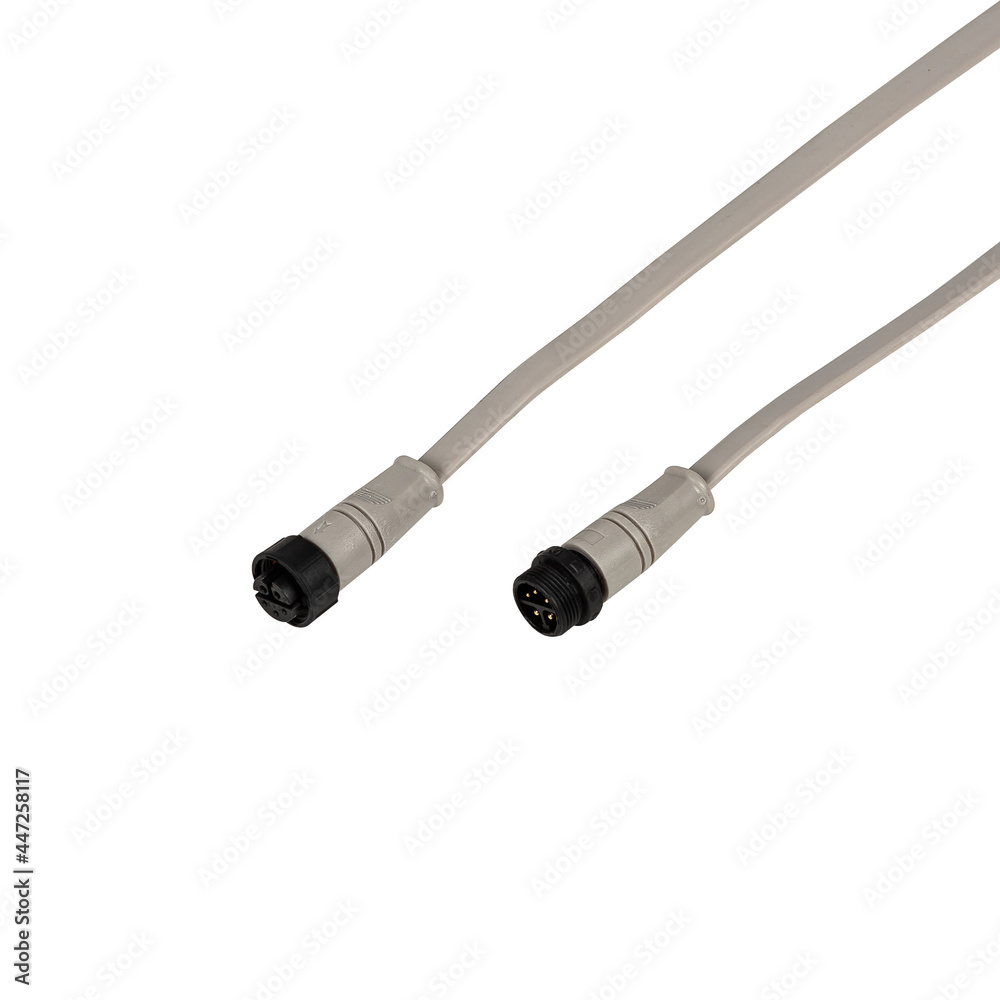 Male and female connectors with wires isoalted on white background