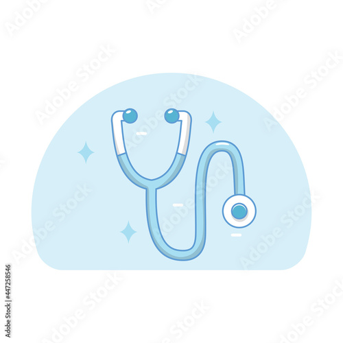 Simple stethoscope vector illustration with blue and white color. Stethoscope icon