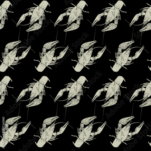 Seamless pattern with crayf...