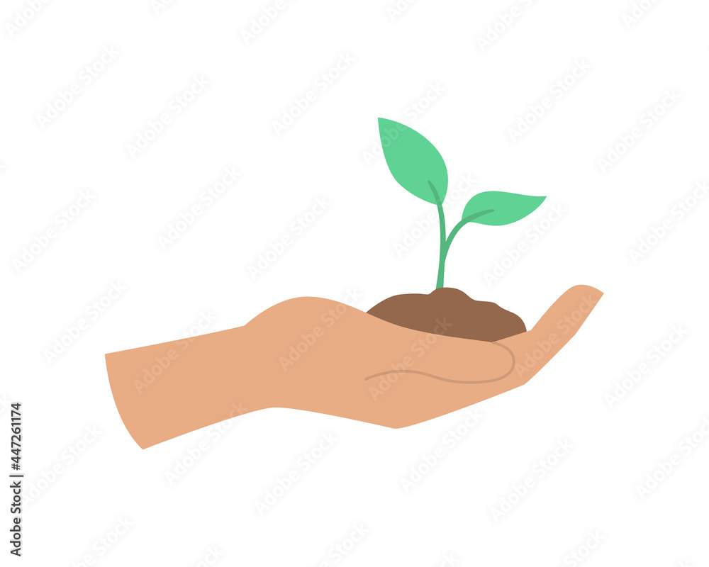 Hand holds the earth with a green sprout, the concept of ecology care and environmental development. Hand holds the earth with a green sprout, the concept of ecology care and environmental development.