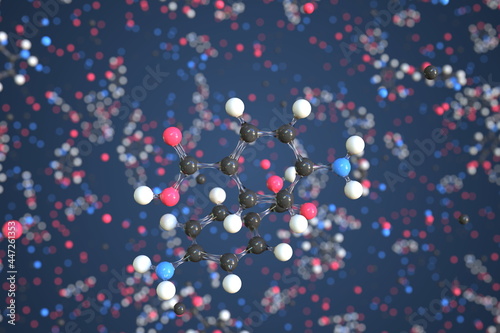 P-aminobenzoic acid molecule made with balls, conceptual molecular model. Chemical 3d rendering