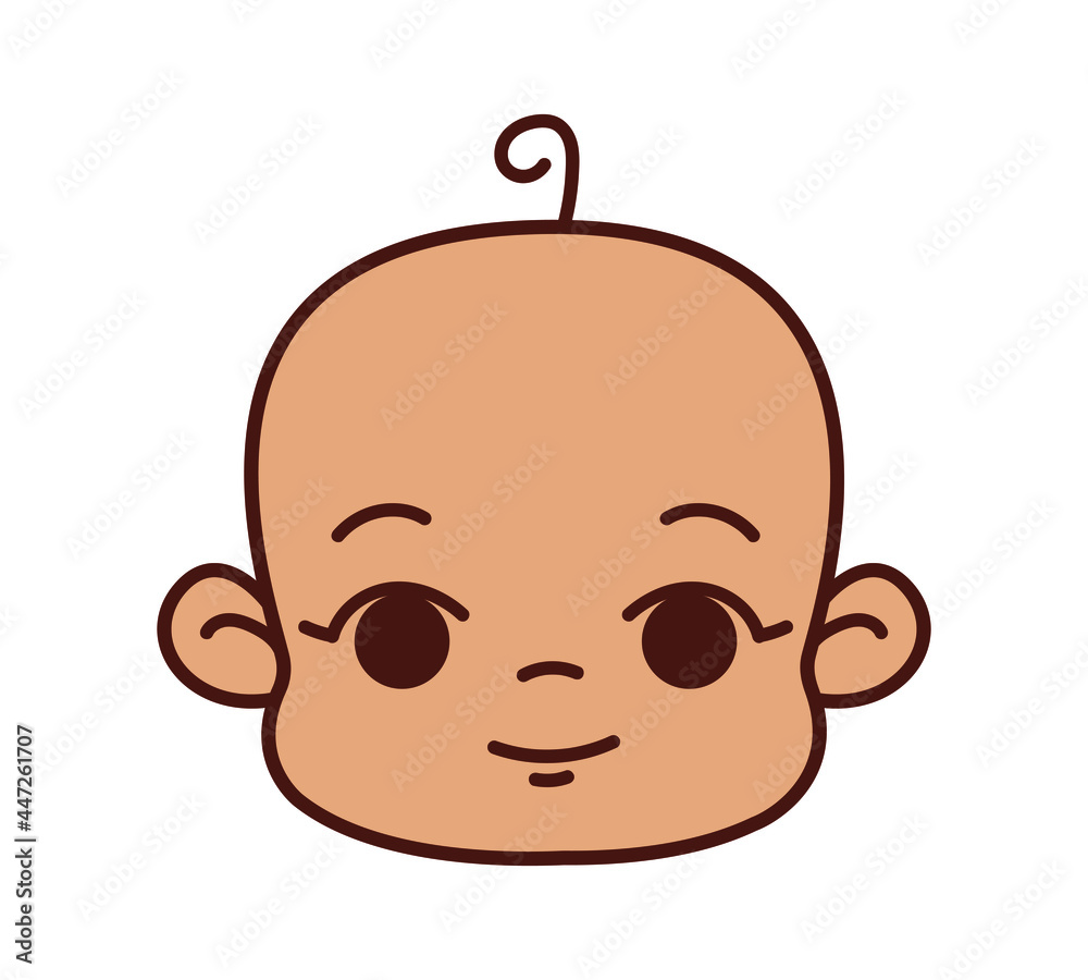 Isolated vector drawing of newborn baby head black line and beige skin tone hand drawn in doodle style for logo design template, labels, toy packaging, postcards Isolated vector drawing of newborn baby head black line and beige skin tone hand drawn in doodle style for logo design template, labels, toy packaging, postcards