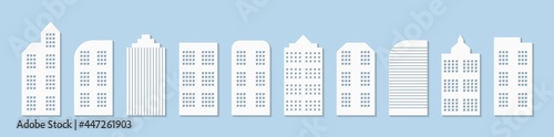 Paper building for city. Origami house for city art and construction. White silhouette from papercut with skyscraper, apartment and architecture for urban style. Paper wallpaper for business. Vector