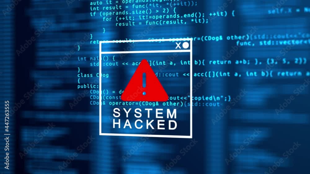 Digital Binary Code Data Breach. 4K loop System Hacked Computer Error Concept. Cyber Crime, Computer Hacking. Digital System Security Alert Error. Cyber security.
