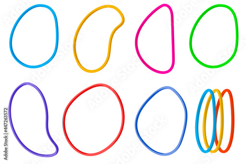 colorful rubber bands. vector object isolated on white background. Elastic band for money. For your design. photo
