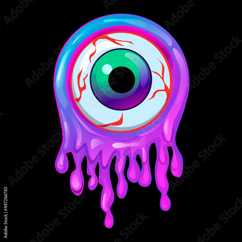 Purple slime frame and eye icon with Halloween party.