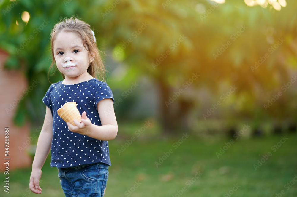 Girl hold ice cream cone Girl hold ice cream cone