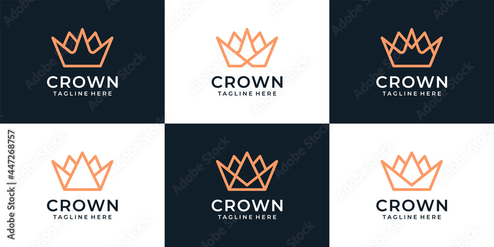 Set of monogram luxury royal elegant crown logo design idea