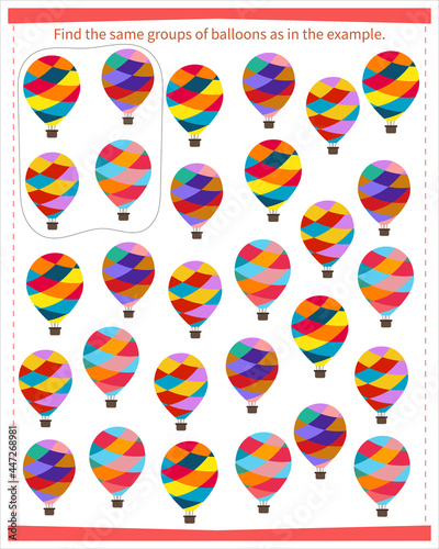  A game for children. Find all the groups with balloons listed in the sample