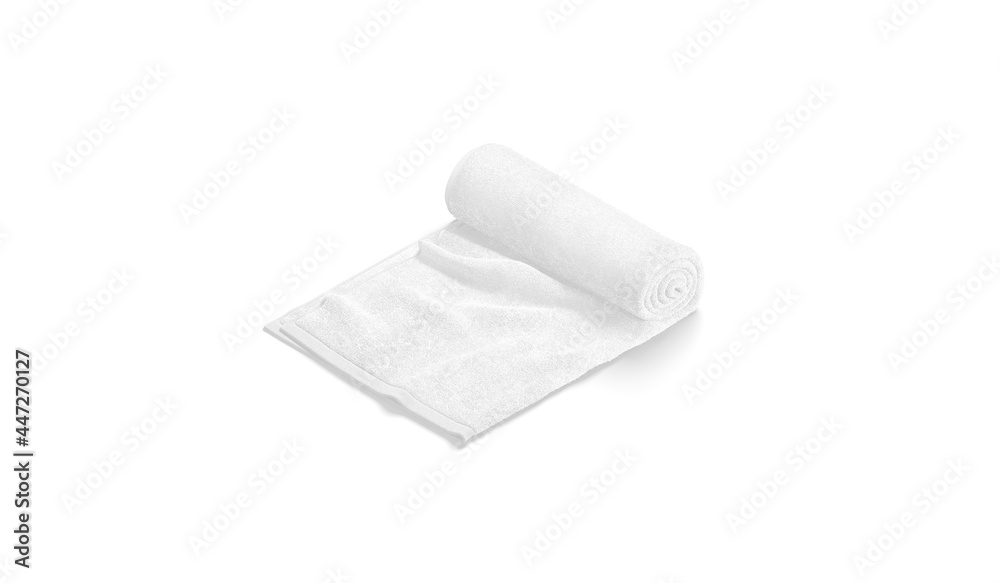 Blaank white twisted big towel mockup, side view Blaank white twisted big towel mockup, side view