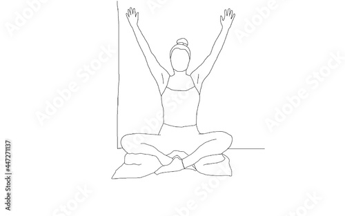 yoga, easy pose to wall with V arms, sukhasana pose variation, scoliosis practice