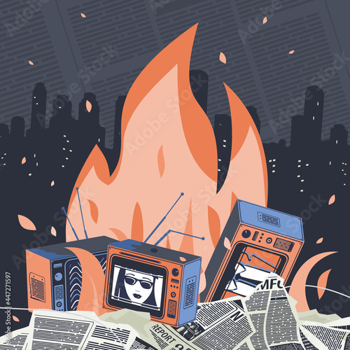 Vector illustration Media are Burning