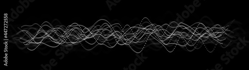 Abstract wavy background of points. Cyber particles. Big data stream. Graph. 3d rendering © WALL-E