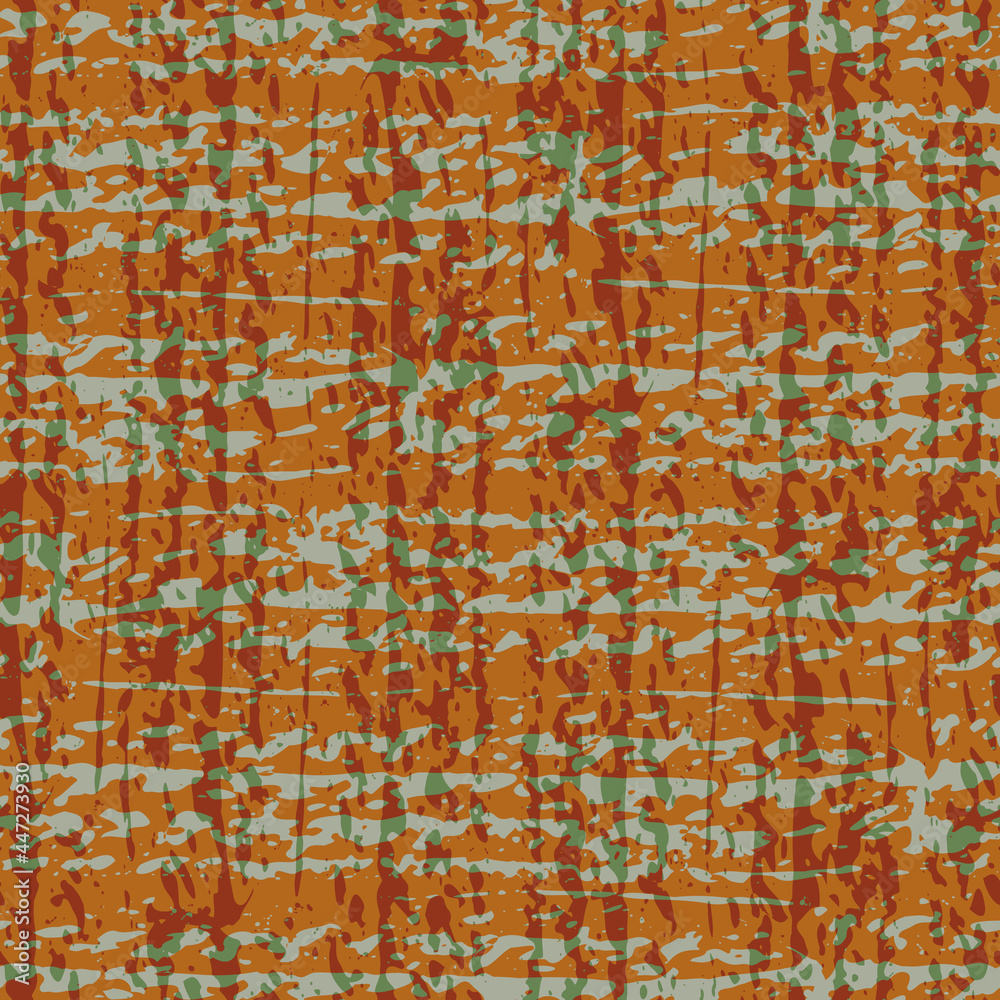 Upholstery fabric burlap vector seamless pattern background. Faux watercolour cotton weave texture backdrop. Boucle brown, ochre sage green grid repeat. Textured woven all over print for packaging.
