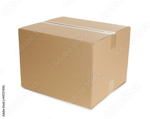 Cardboard box isolated on white. Mockup for design © New Africa