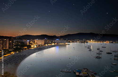 The resort of Torrenova at night in Mallorca, Spain photo