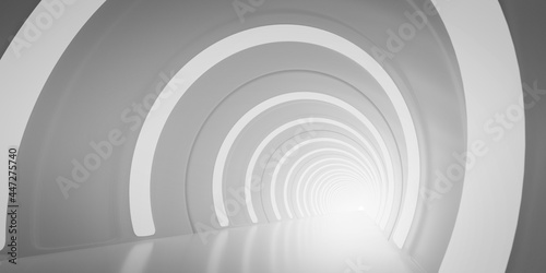 Light Corridor modern background. Futuristic Sci-Fi Tunnel. 3D Rendering